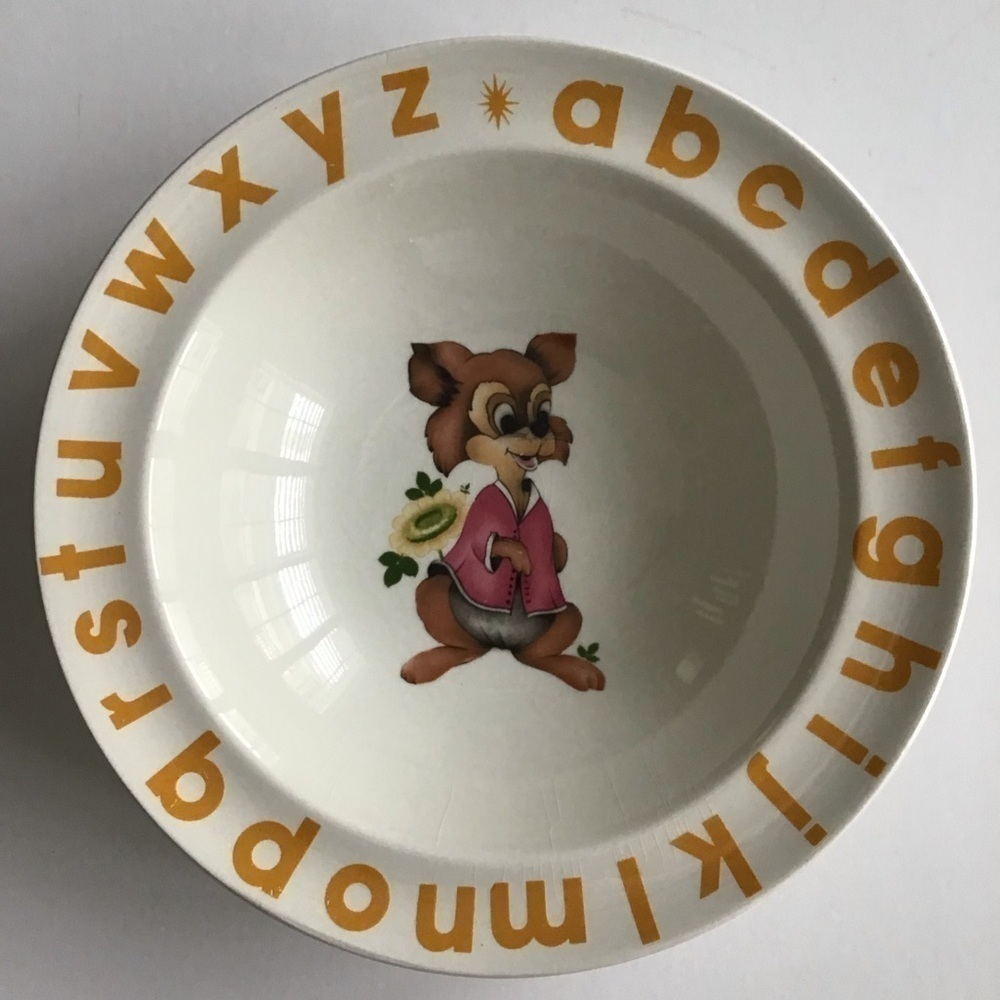 Child’s Alphabet Plate & Bowl England Woods & Sons Nursery Rhyme Bunny Vintage - Picture 13 of 16
